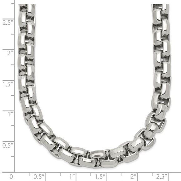 Men's 8.25mm Stainless Steel Fancy Rolo Chain Necklace, 24 Inch - Picture 6 of 8